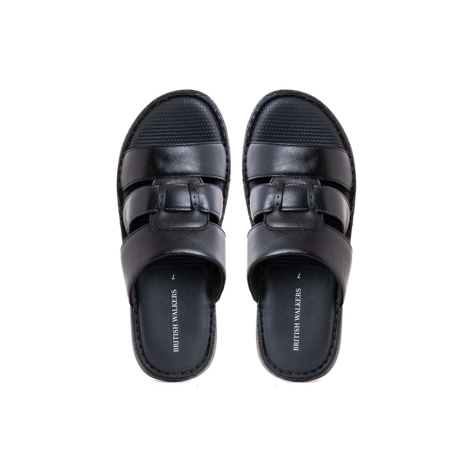 Khadims British Walkers Black Leather Mule Slip On Sandal for Men (7640046) (B0D3HBLZC1) Amazon Price History, Amazon Price Tracker