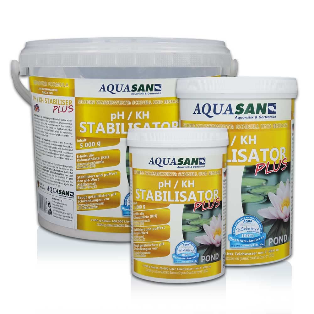 AQUASAN Gartenteich pH/KH Stabilisator Plus (Stabilisiert den KH-Wert und pH-Wert - Sorgt dabei für lebenswichtige und stabile Wasserwerte im Gartenteich), Inhalt:5 kg