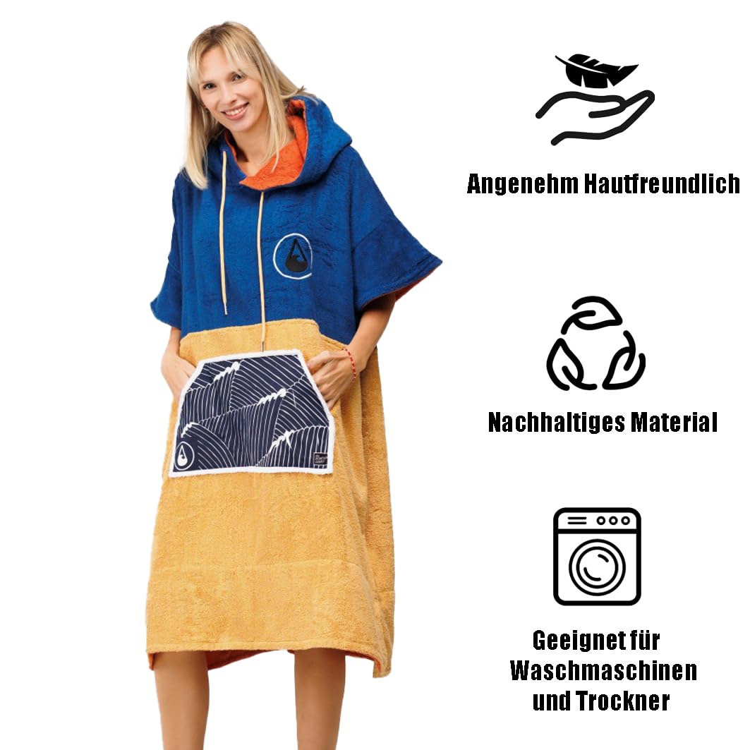 WAVE HAWAII Poncho Flow Surfponcho 60% Viskose aus Bambus und 40% Baumwolle für Körpergrößen von