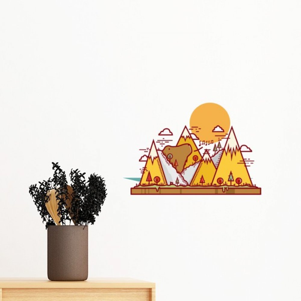 Sticker mural ours montagne pour décoration de chambre bébé et enfant DIY
