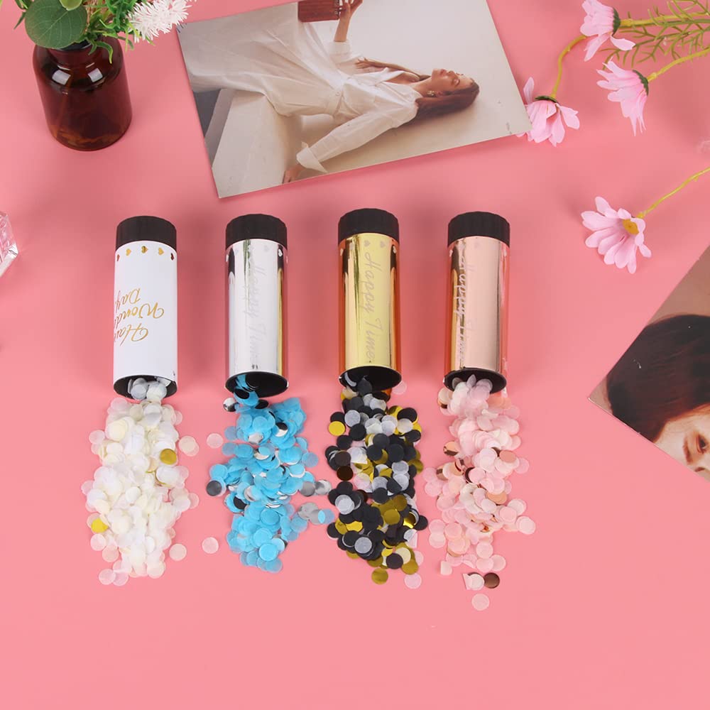 Cannoni Spara Coriandoli Biodegradabili - 10 Pezzi Per Feste, Matrimoni E Compleanni, Colore Rosa Oro - Foto 11