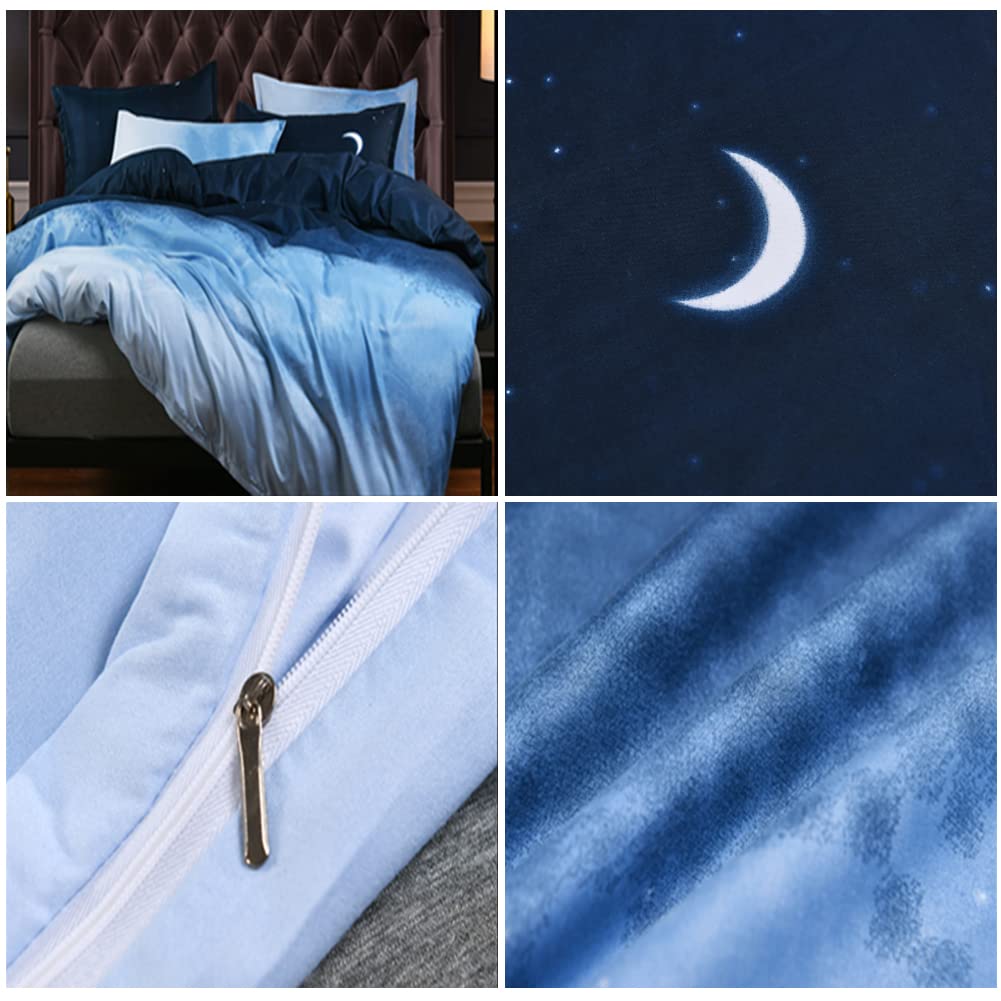 Set Copripiumino 3D Galaxy Print, 1 Copripiumone + 2 Federa,Copripiumino con Motivo Cielo Stellato, Set da Letto in Microfibra, Copripiumino Stampato per Adulti E Bambini (Supek King 260X229cm)
