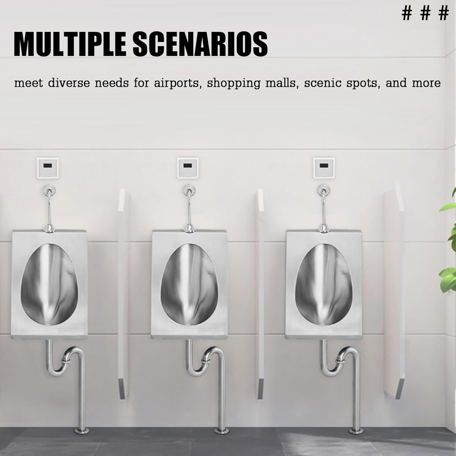 Durable 304 Stainless Steel Urinal for Men, Wall Mounted with Touch-Free Flush and Easy-Clean Surface, Perfect for Restaurants, Warehouses, KTV, Train Stations, and Parking Garages(Style-a)