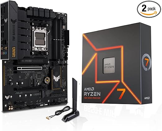 MICRO CENTER AMD Ryzen 7 7700X CPU Processor with ASUS TUF Gaming B650-E WiFi ATX Motherboard