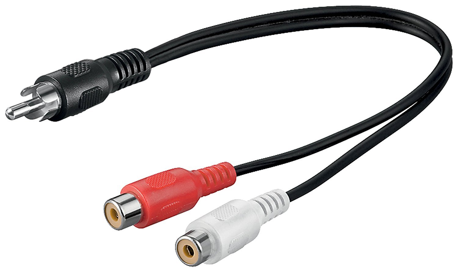 Goobay 50005 Audio Y Cable Adapter, RCA Male to Stereo RCA Female, Black, 0.2 m Cable Length