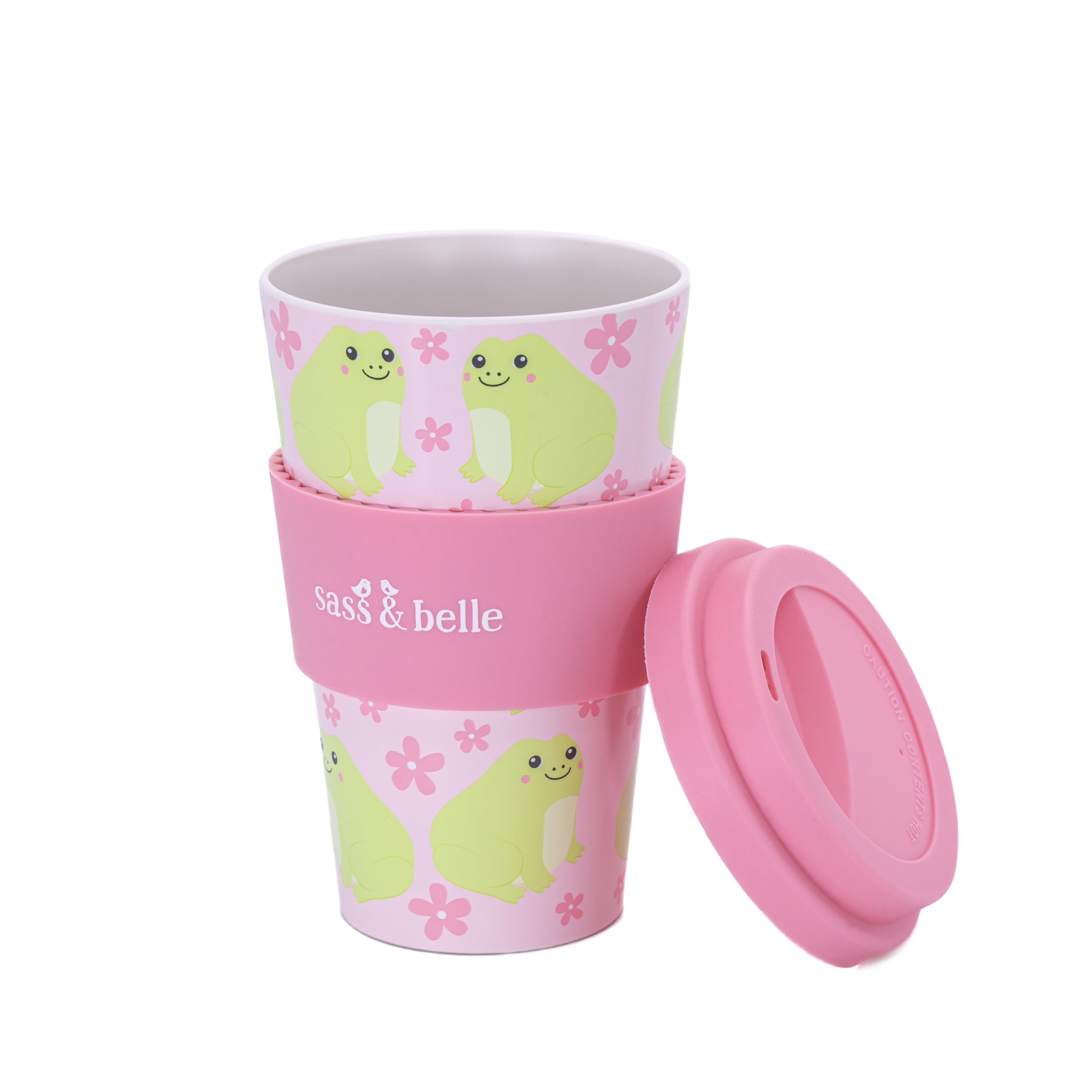 Sass & Belle Frog Travel Coffee Cup, Pink, Travel Size - Image 2