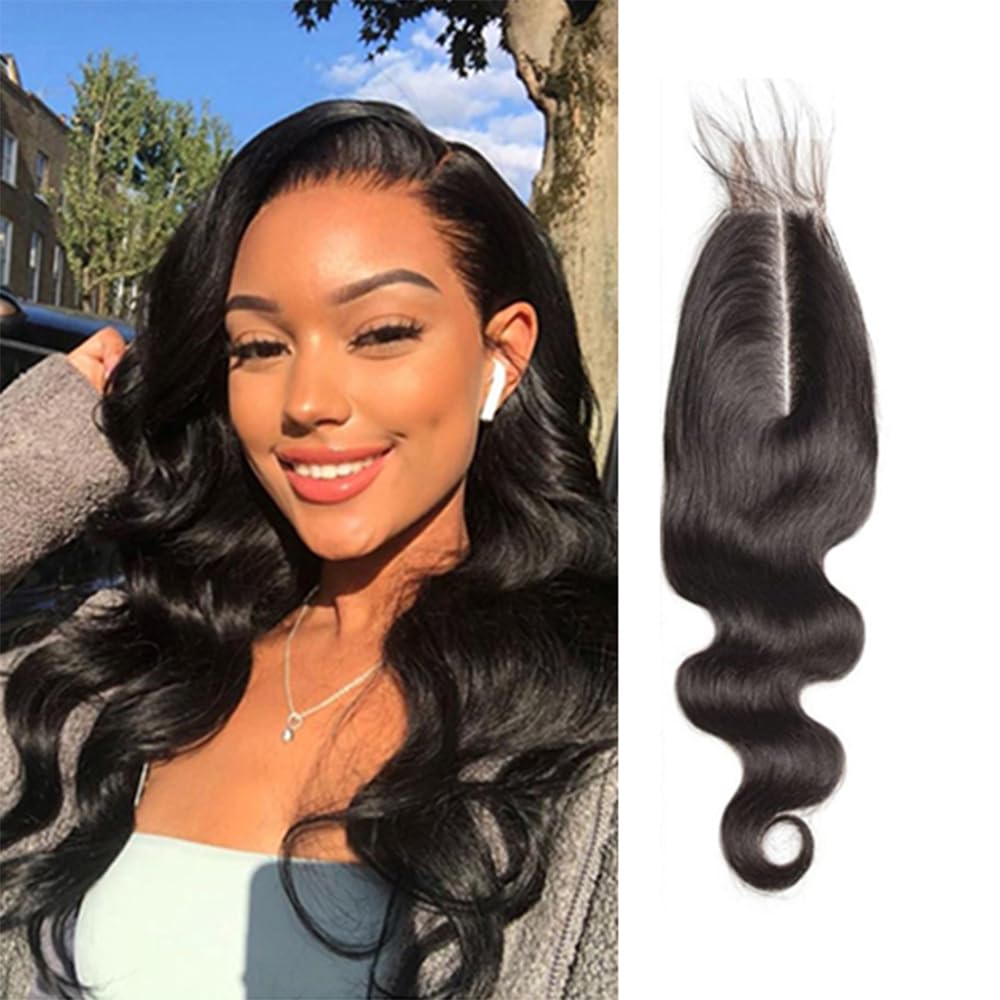 Brazilian 2x6 Human Hair Lace Closure Transparent 2x6 Body Wave LaceClosure Middle part Human Hair Kim K Closure With BabyHair 12 inch