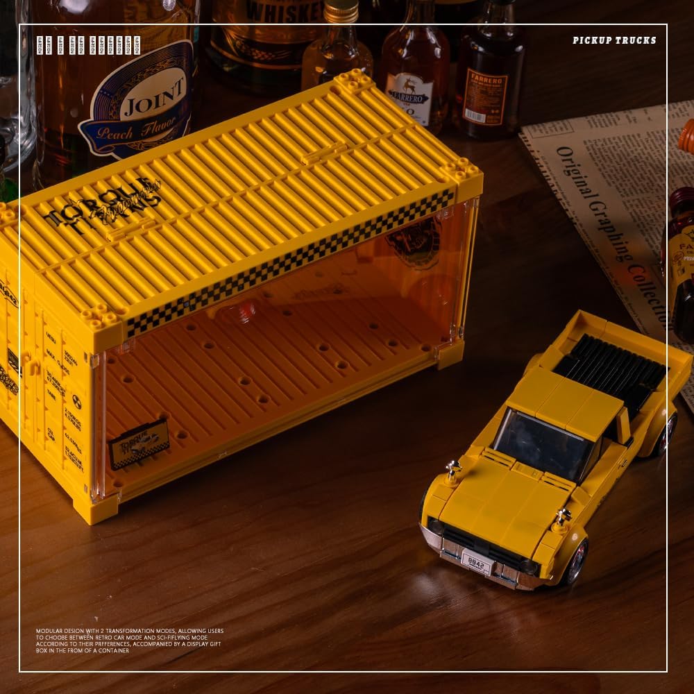 PB8842 1:32 Freedom Cruiser Pickup Truck Buliding Blocks Set, 324 Pieces Car Scale Model Toy with Display Container, Clamping Blocks STEM Gift for Adults