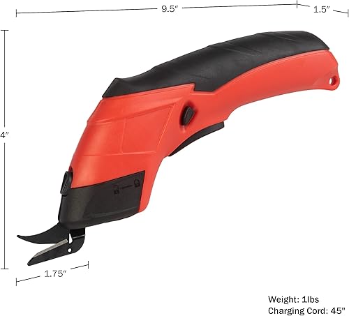 Miniatura 3 de Stalwart - Tijeras eléctricas inalámbricas, cortador multiusos de tela, cuero, alfombra o cartón con 2 cuchillas y batería recargable de 3.6 V (rojo)