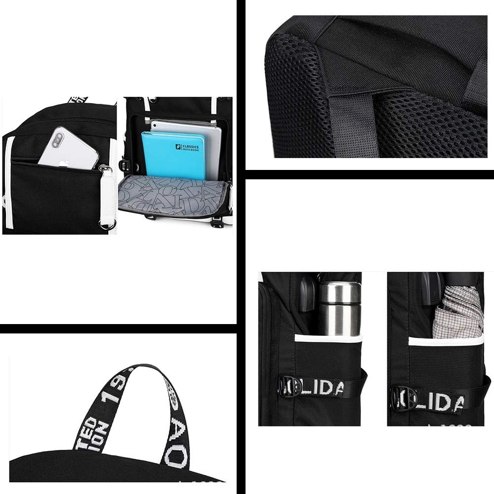 Basketball Player Star Irving Multifunction Luminous Backpack Student Fans Schoolbag (Black Style 5) : Sports & Outdoors