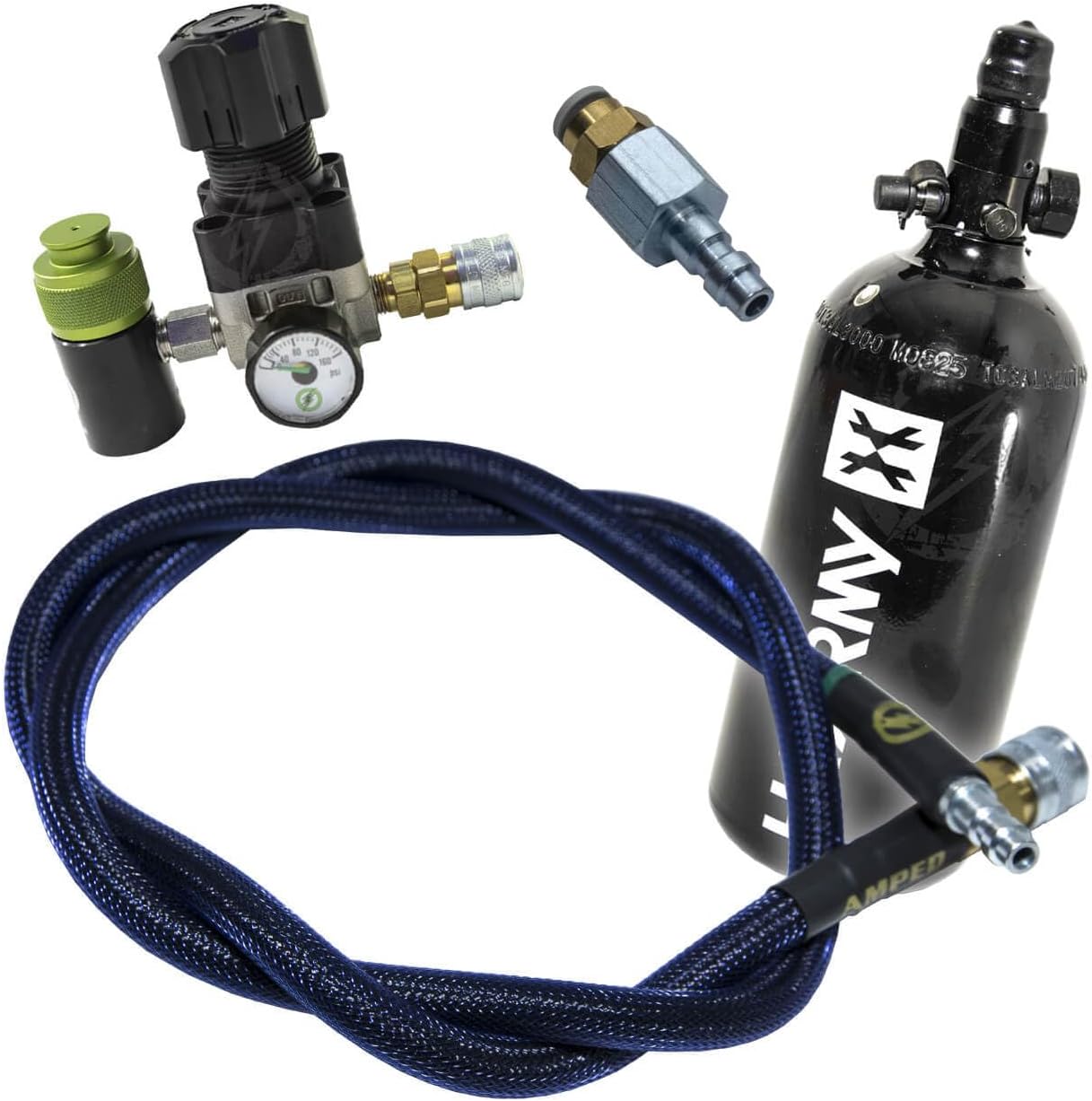 Amped Airsoft HPA Starter Package with SLP Tank, Regulator, and Air Line, Black, HPA Player Kit for All Major Brands