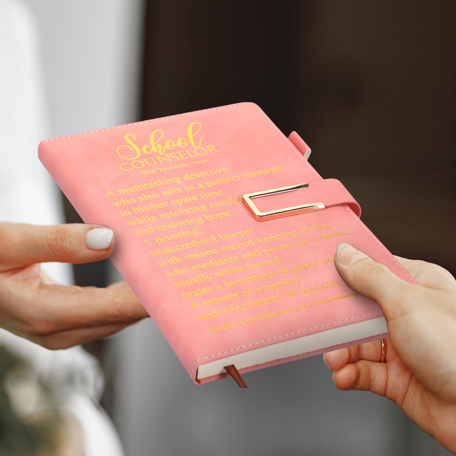 Noveread 1 Set Schulberater, Lehrer, Wertschätzungsgeschenk, Leder-Notizbuch, Stift mit Geschenk-Box, Wertschätzungsgeschenke für Lehrer, Weihnachten, Rosa, Gold