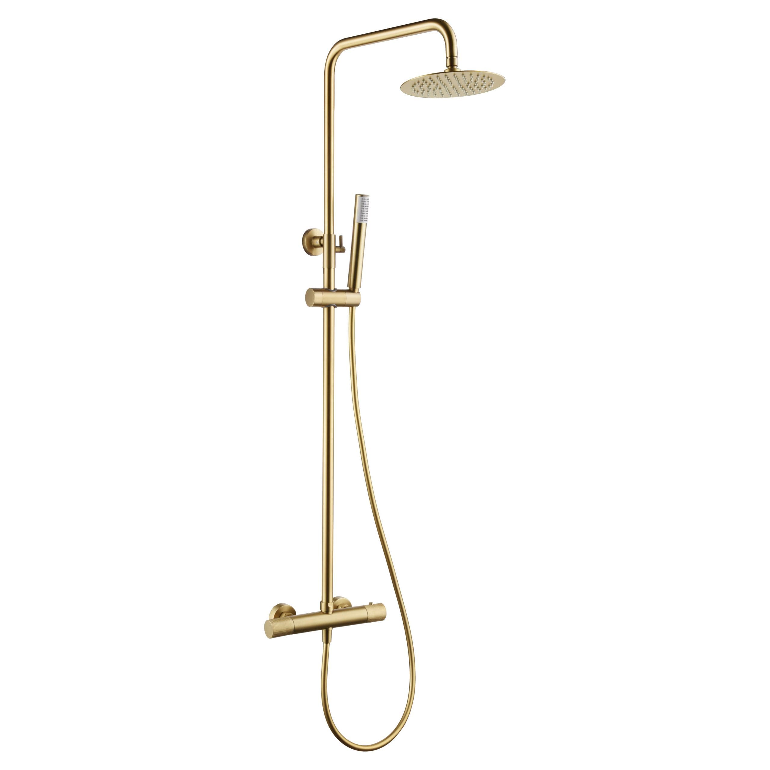 IMEX BTD038/OC LINE Conjunto de Ducha Termostático Color Oro Cepillado