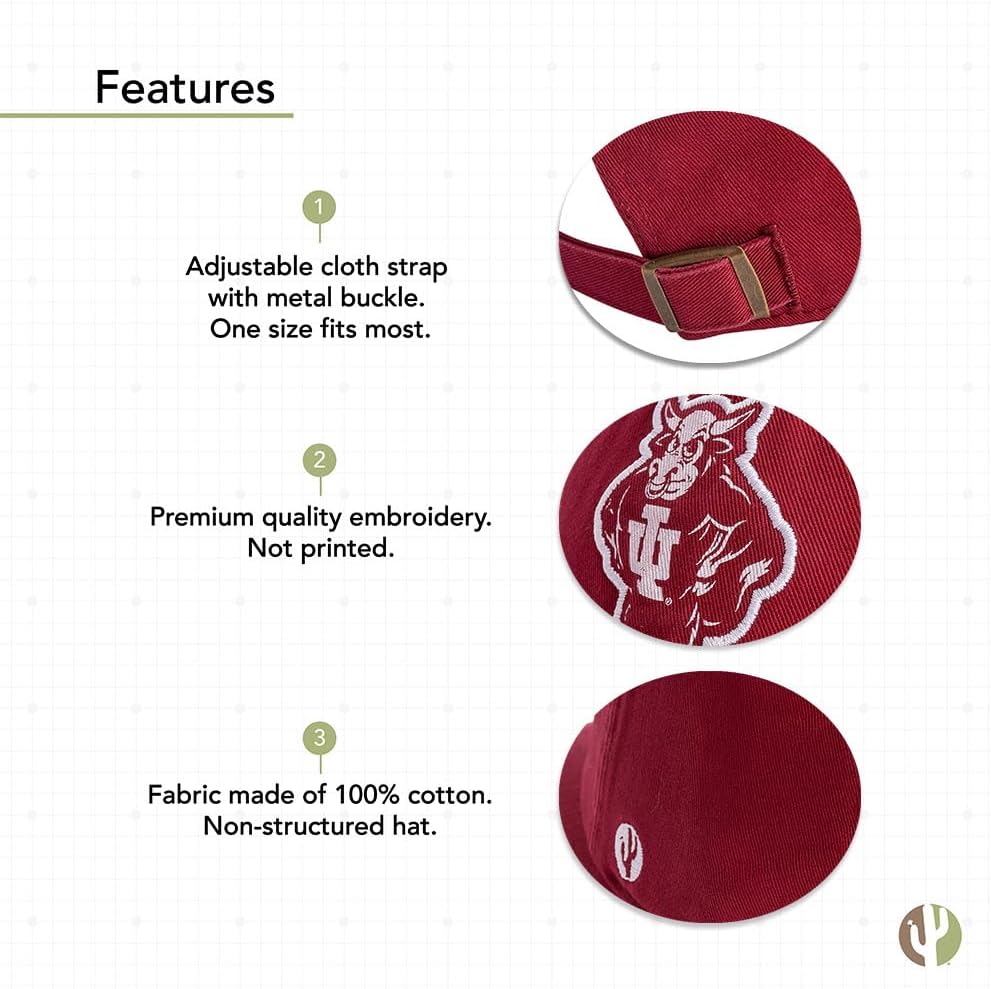 Desert Cactus Indiana University Baseball Hat Hoosiers Bloomington Brimmed Embroidered Hats Cap Adjustable Cloth Strap Adult (Style R1 Vintage) Red - Image 4