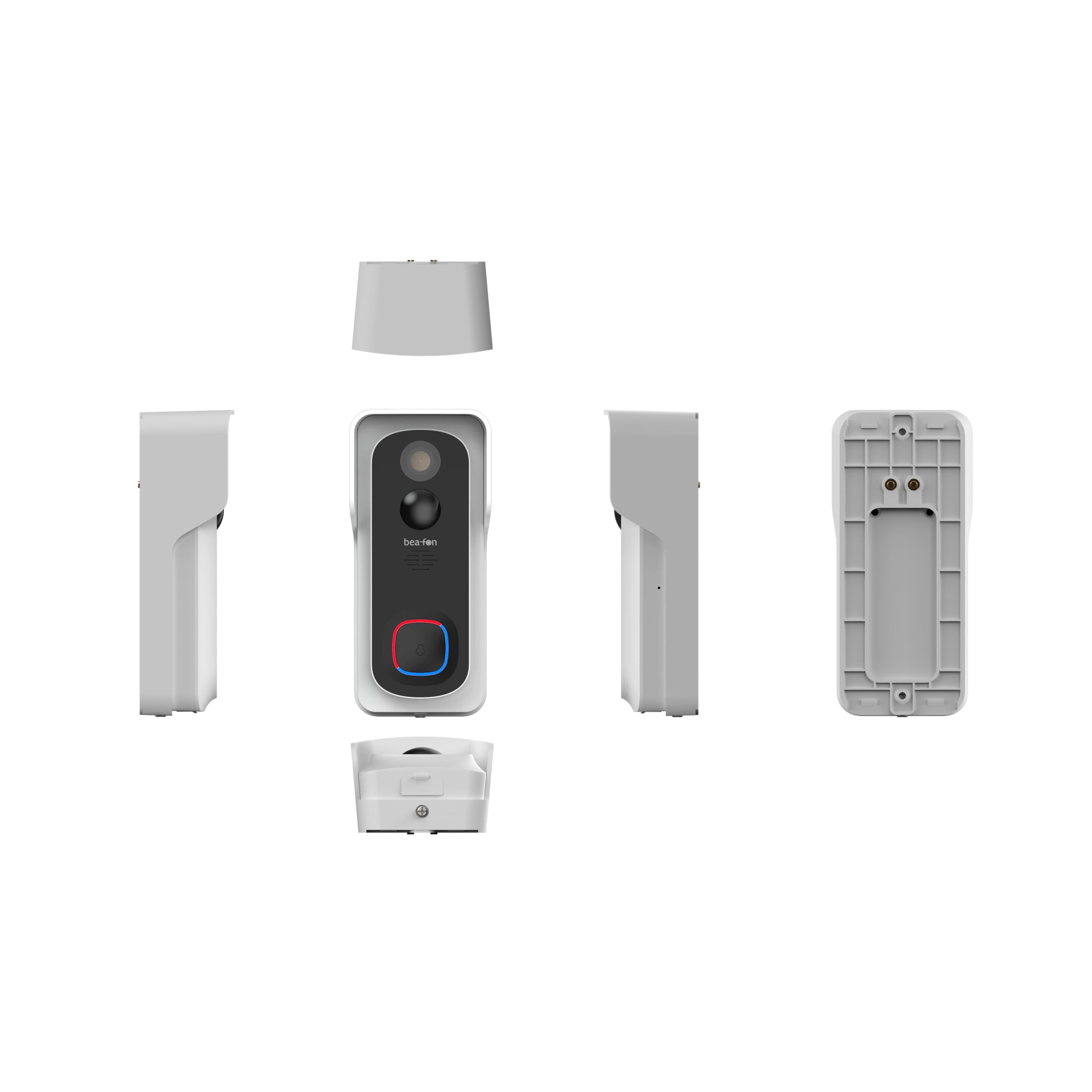 Beafon, Smart Home, Visitor 2V, Outdoor Videotürklingel mit Glocke und Winkel, Türklingel kabellos, Kamera Full HD 3 MP, 2,4G WiFi, Schutzklasse IP 54, autom. Alarmauslöser, Echtzeitvideos,