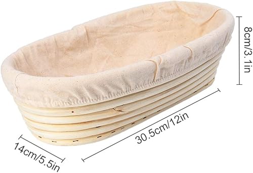 Miniatura 8 de EXCEART Cesta de ratán natural con forro de tela extraíble, herramienta para hornear en forma de rectángulo para pan artesanal y masa madre, todo