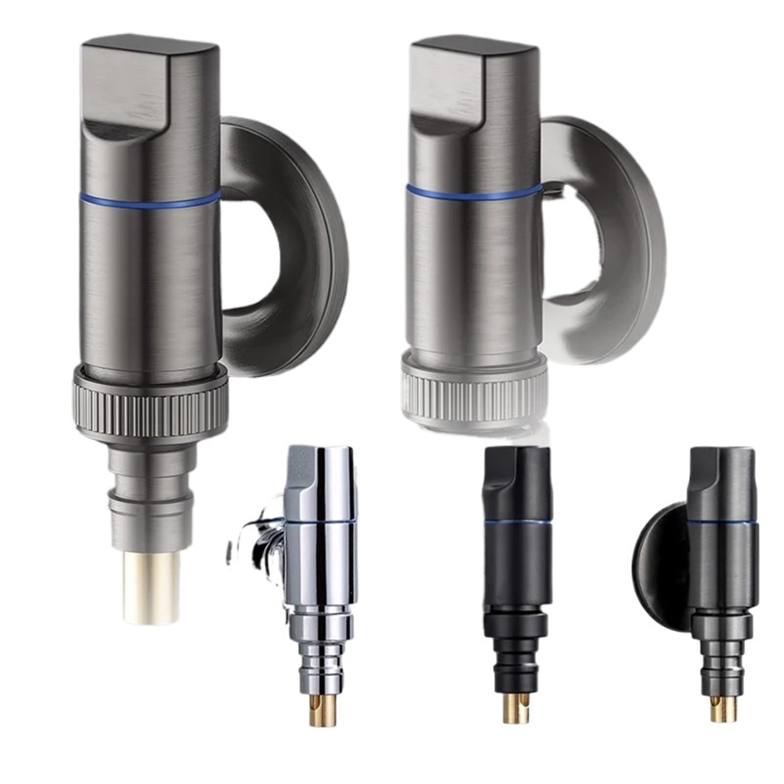 Robinet multifonction double commande laiton chromé trois voies pour machine à laver et WC