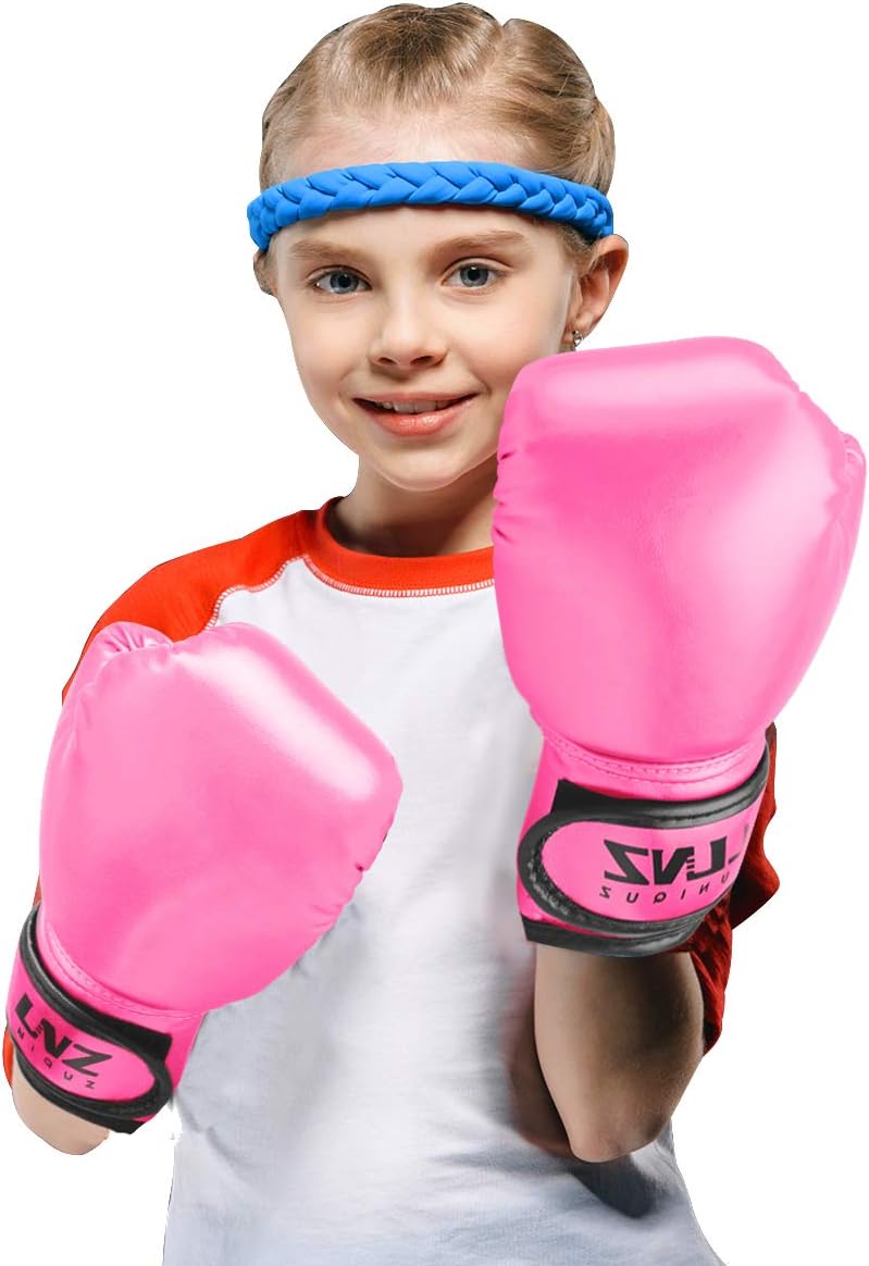 Boxing Gloves for Kids Youth, 4 6 8 oz Pink Punching Bag Gloves for Girls Sparring