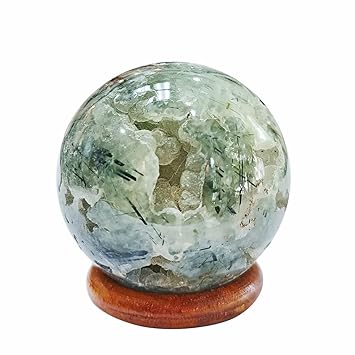 Prehnite Crystal Sphere Ball for Home Decor Items 150-200 Gm | Feng Shui Gemstone Ball for Healing Meditation Energy Chakra Balancing