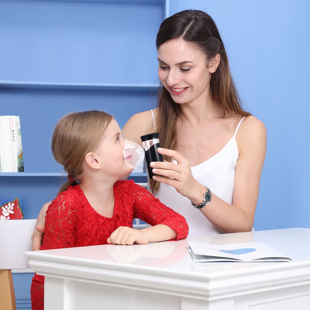 Portable Nebulizer, SoulBay Rechargeable Handheld Ultrasonic Mini Nebuliser Inhaler Machine for Adults Kids Car Travel – Black