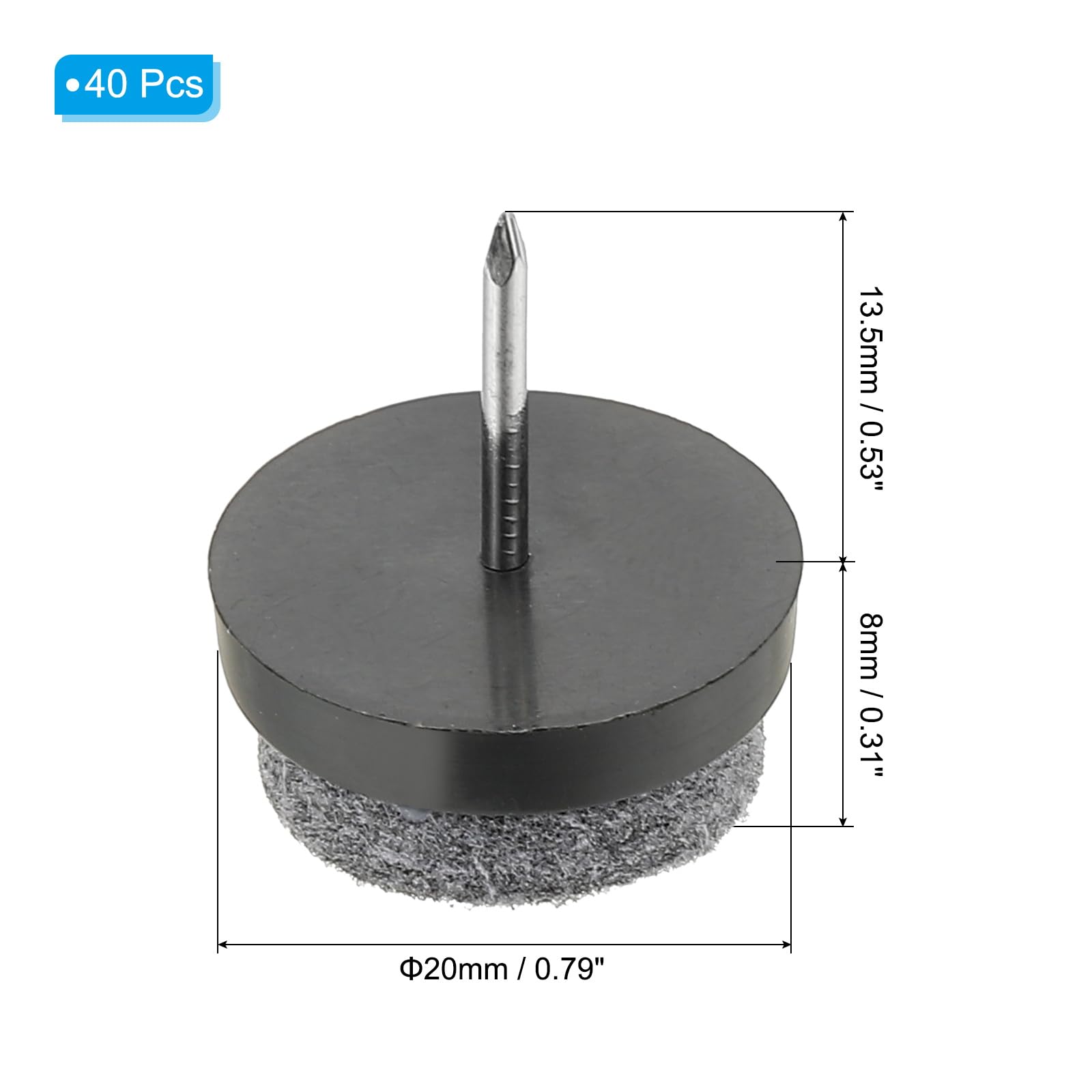 PATIKIL 0.79" Screw-on Furniture Felt Pad - Image 2