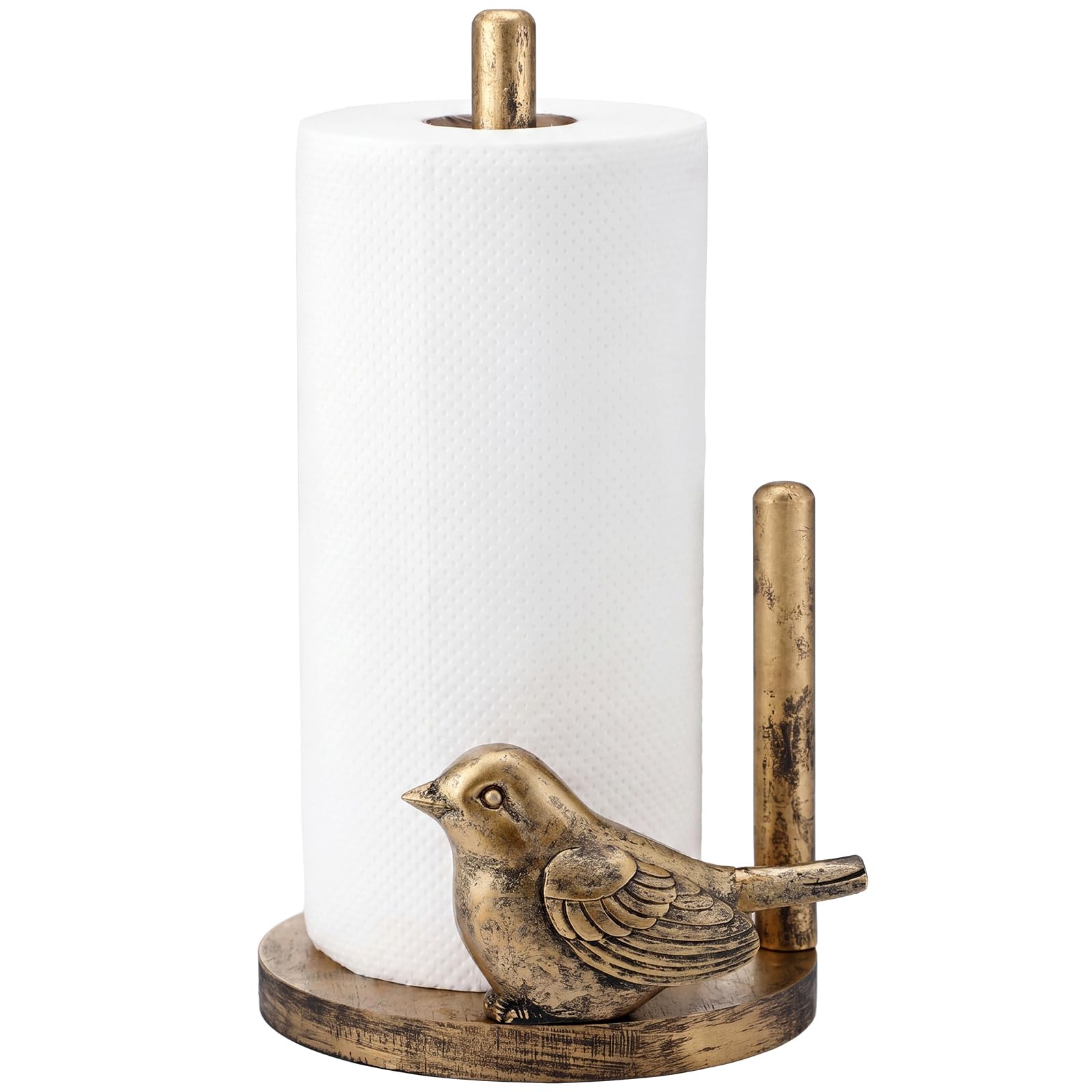 Photo 1 of Acellegic Bird Paper Towel Holder Resin Vintage Bird Kitchen Decor Countertop Toilet Paper Towel Stand 12.5 Inch Antique Gold Decorative Funny Animal Gifts for Bathroom, Kitchen, Farmhouse, Home Decor