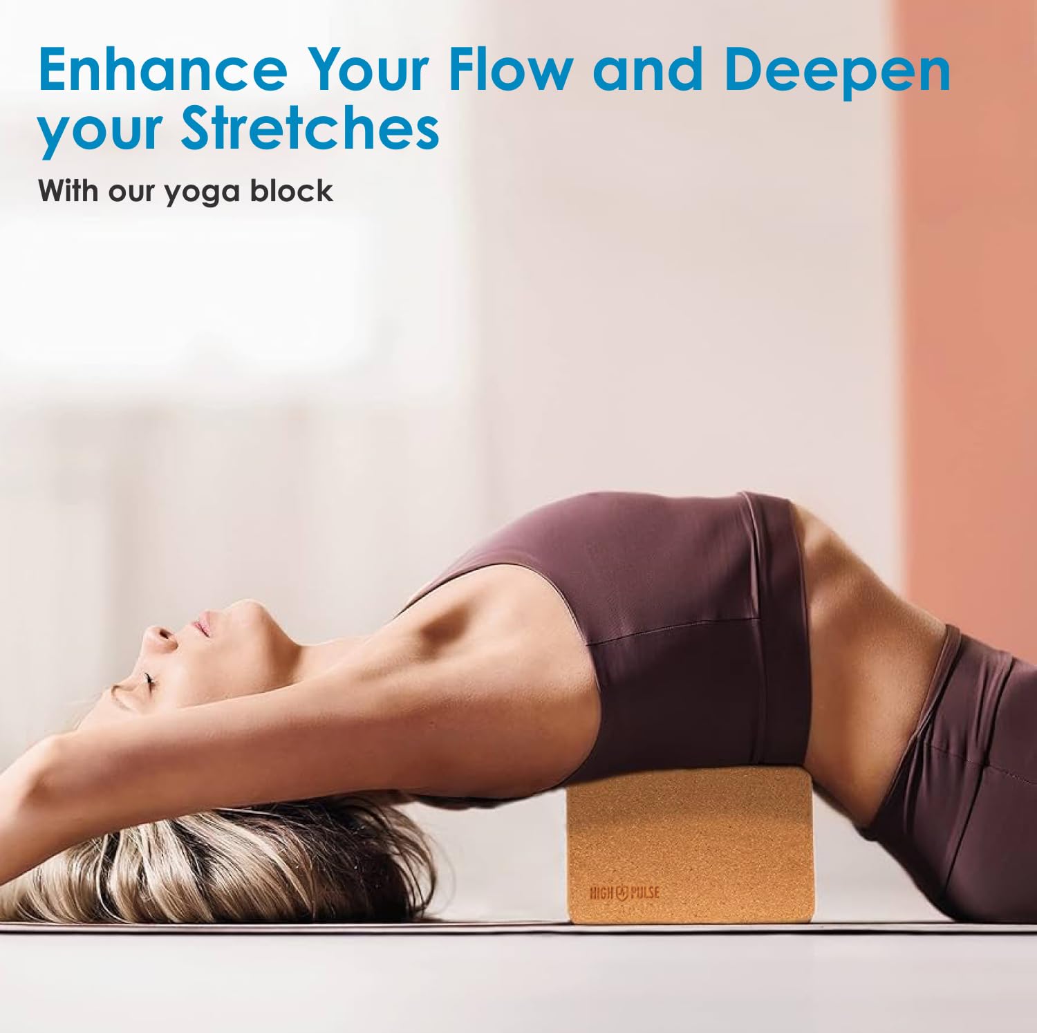 Set 2 Blocchi Yoga In Sughero Naturale MUNE Lifestyle &ndash; Alta Densit&agrave;, Antiscivolo, 9x6x3 Pollici
