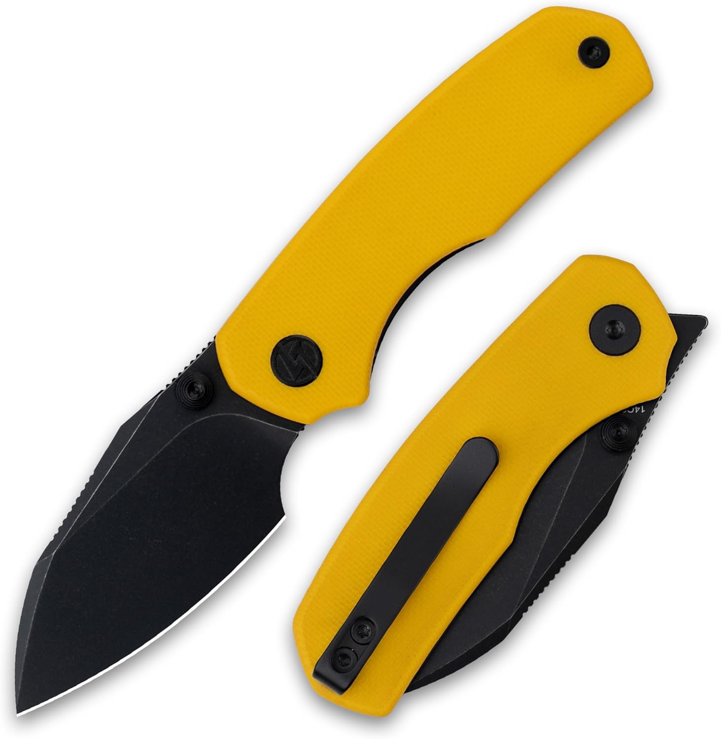 Pocket Knife, 2.36'' 14C28N Steel Blade G10 handle, Small EDC Knife with Pocket Clip for Men Women, 2.2oz-G057YB Yellow-Black Coating Blade