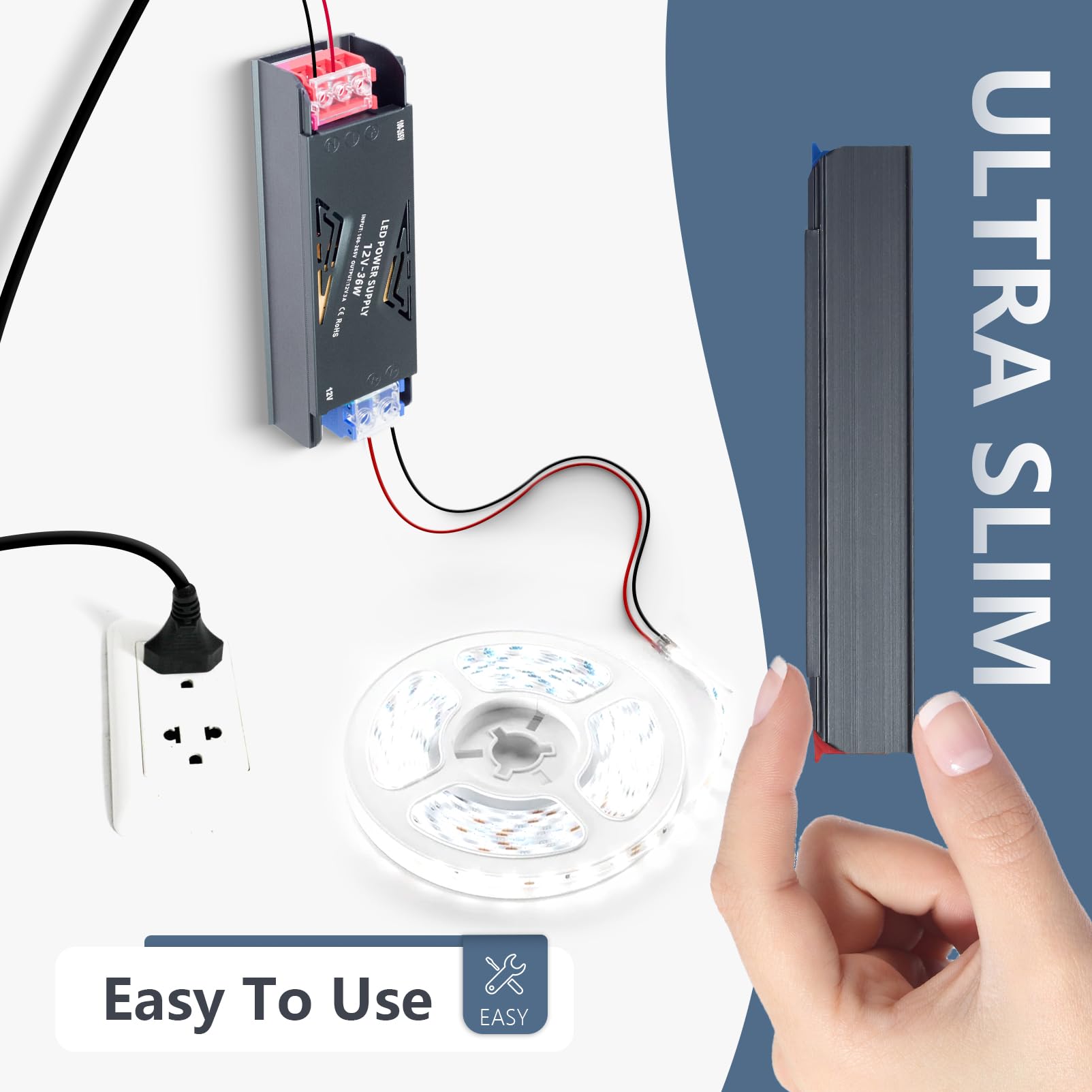 ALIMENTATORE TRASFORMATORE 12V PER STRISCIA TELECAMERE LED STABILIZZATORE 36W 3A | Leroy Merlin