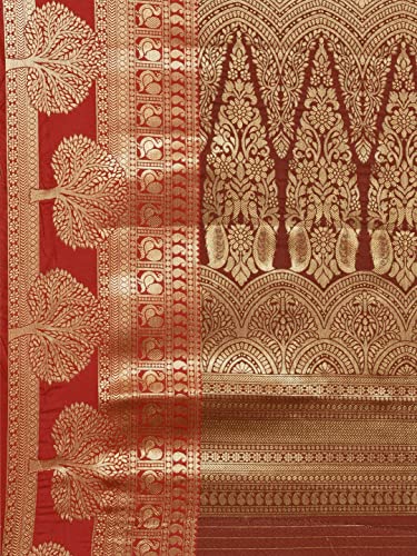 Image of Panzora Women's Banarasi Silk Saree With Unstitched Blouse Piece