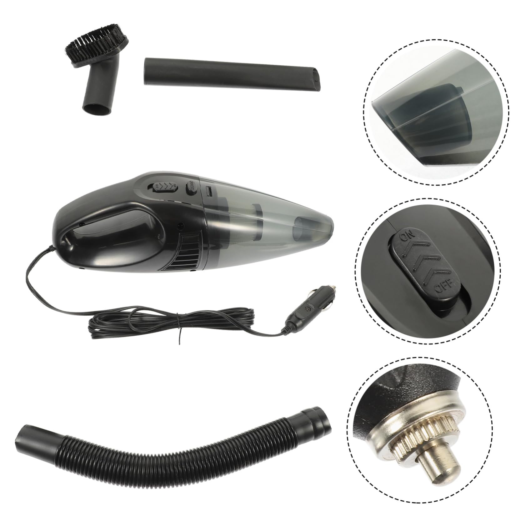 Hemobllo Aspirapolvere Auto Portatile per Pulizia Auto, Lavaggio a Secco e Bagnato, Aspiratore Portatile, Raccoglipolvere Dual-Use, ABS Nero