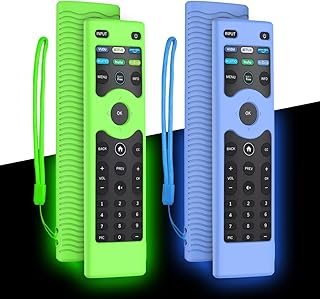 [2 Pack] WQNIDE Silicone Protective Case Cover for Vizio XRT140 Smart TV Remote Control,Shockproof Vizio XRT140 Remote Cover with Lanyard(Grow Blue+Grow Green)