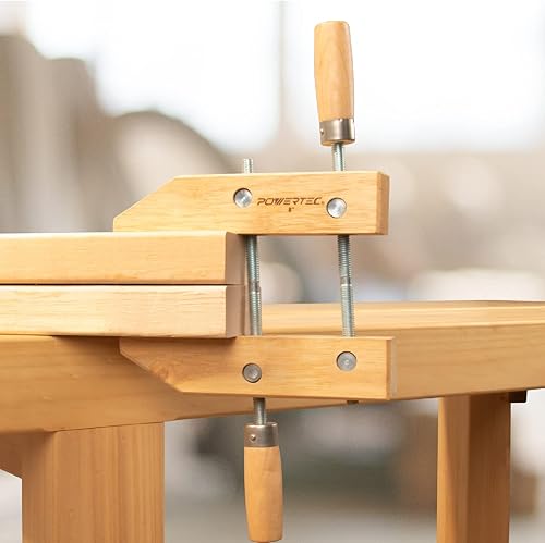 Miniatura 3 de POWERTEC 71839 Abrazadera de tornillo de mano de madera, 12 pulgadas, abrazaderas de tornillo de mano para carpintería, paquete de 2