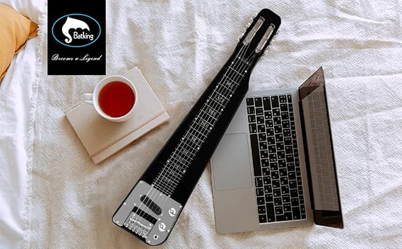 Batking Lap Steel Guitar 6 String Slotted Head Stock Electric Slide Guitars Black Color