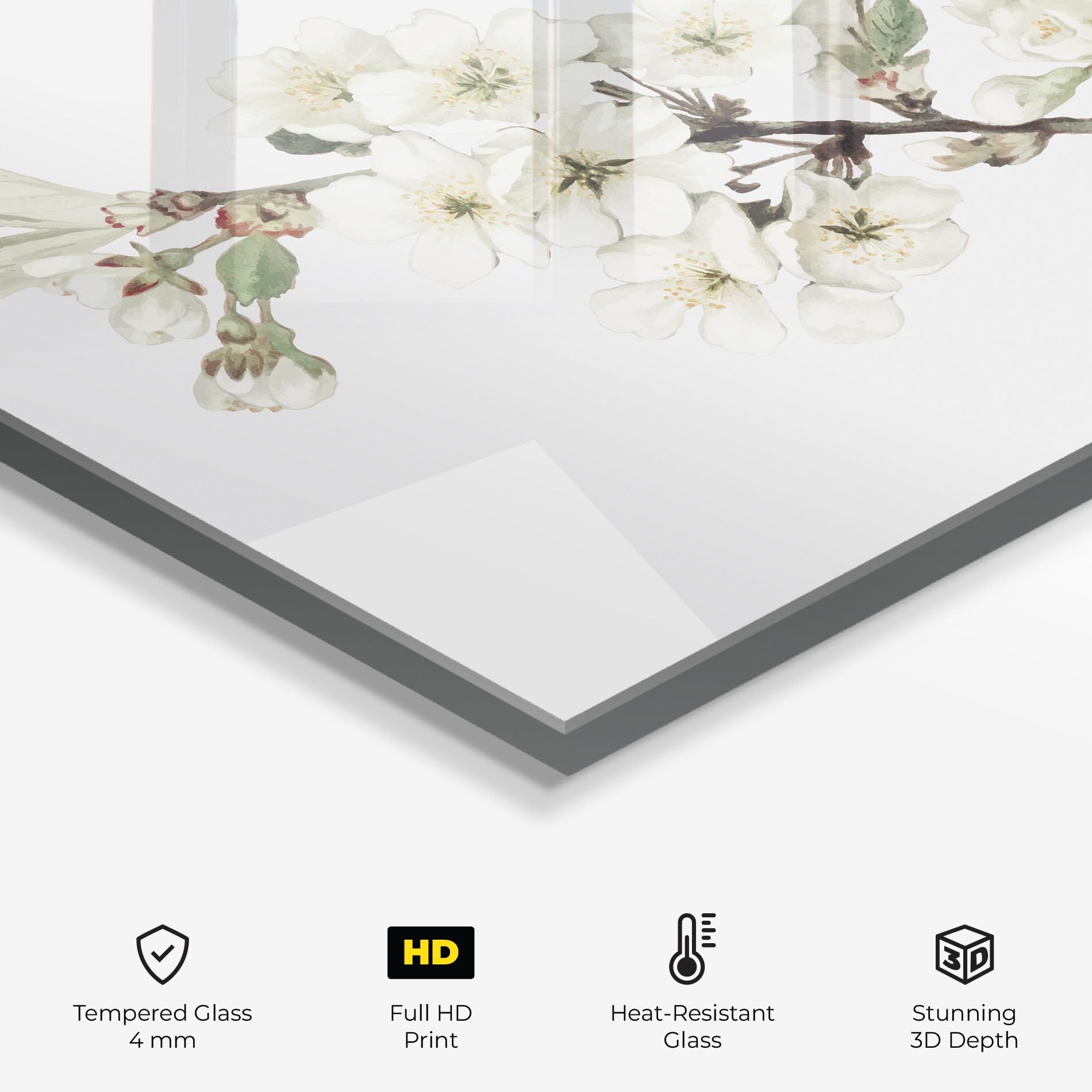 ARTHUB® Crédence de Cuisine en Verre 60x100 cm, Bee Spring Flower | Protection Contre Les éclaboussures, Revêtement Mural en Carreaux, Plaque en Verre, Verre trempé, Paysages, Printemps