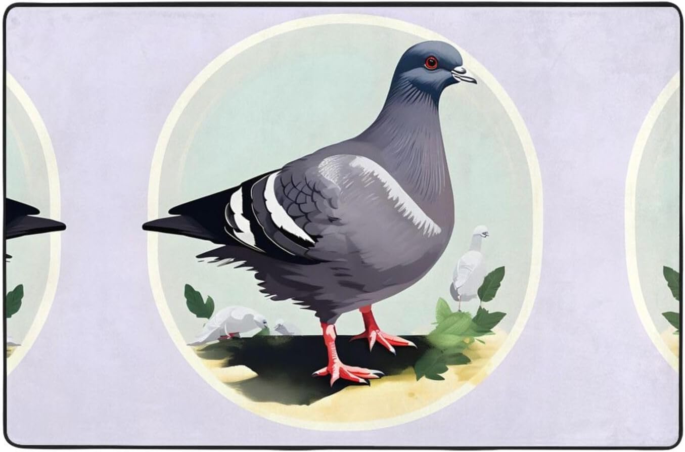 Grey Pigeon Print Print Area Rug,Super Soft Rugs for Living Room, Soft Carpet for Bedroom and Kids Room, Home Decor