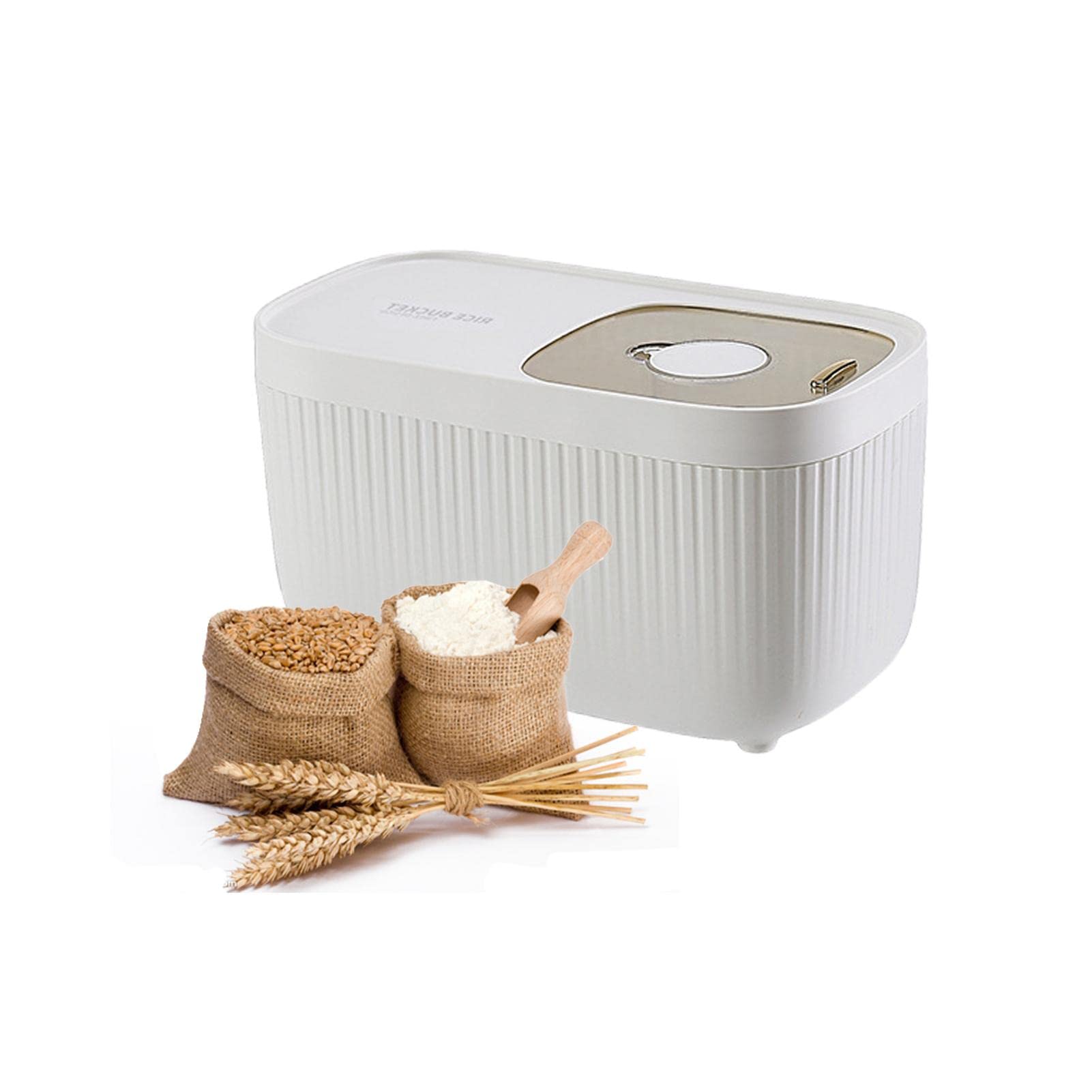 Contenedor de arroz dispensador de cereales, contenedor de alimentación de 15 kg, contenedor de alimentos secos, cubo de arroz sellado, apto para almacenar alimentos para gatos, comida