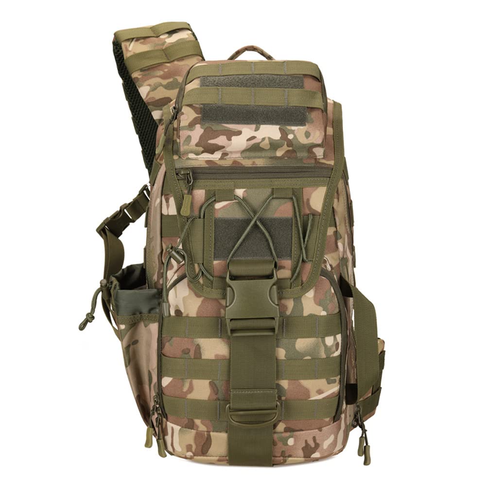 Sling plecak taktyczny na ramię Molle wojskowy torba na ramię, duży, wodoszczelny, torba na klatkę piersiową, 30 l, na wędrówki i podróż, kolor maskuj?cy, L30/W20/H50
