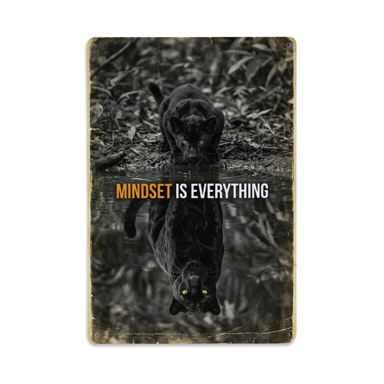 Mindset Is Everything Animals Motivation Quote Metal Tin Sign