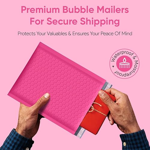Miniatura 6 de Sobres de burbujas de polietileno color rosa intenso de 8.5 x 12 pulgadas #2 Sobres acolchados autosellables Sobres de burbujas acolchados con