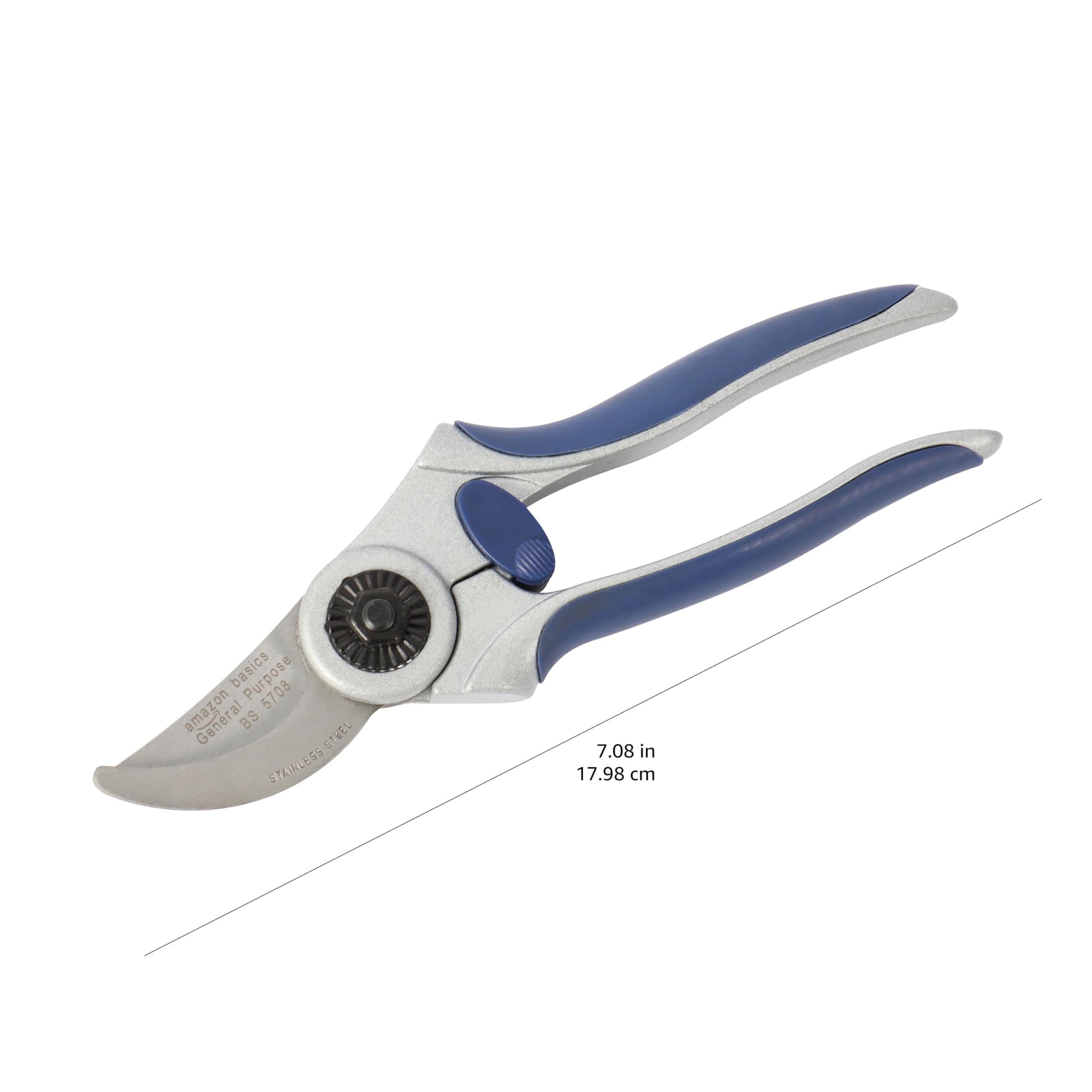 Amazon Basics Forbici da potatura a lama passante da 17,8 cm, Blu