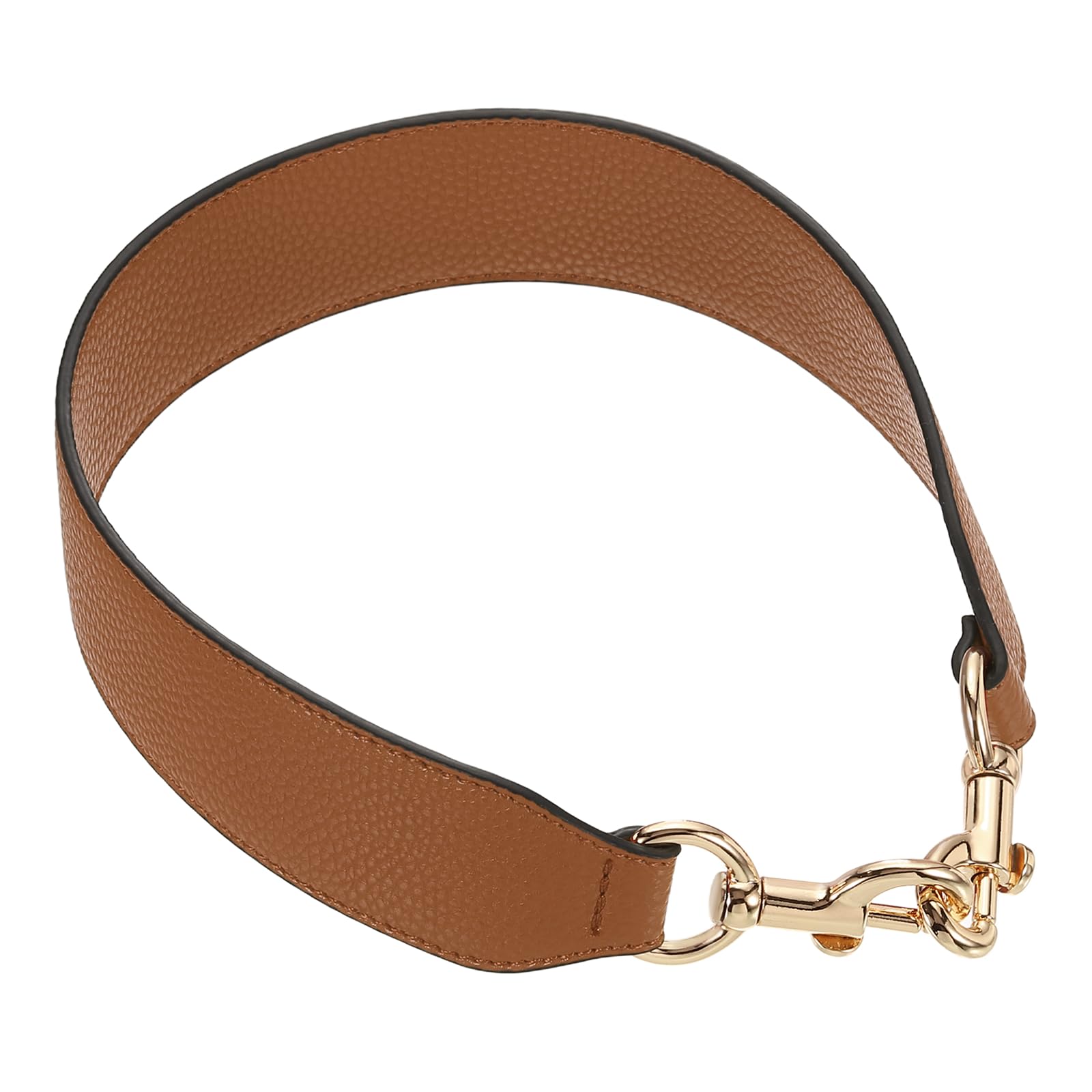sourcing map 19.29 Inch PU Leather Short Bag Strap with Clasp, Purse Handles Handbags Replacement Straps for Clutch Bag Underarm Bags, Brown, Gold Buckle