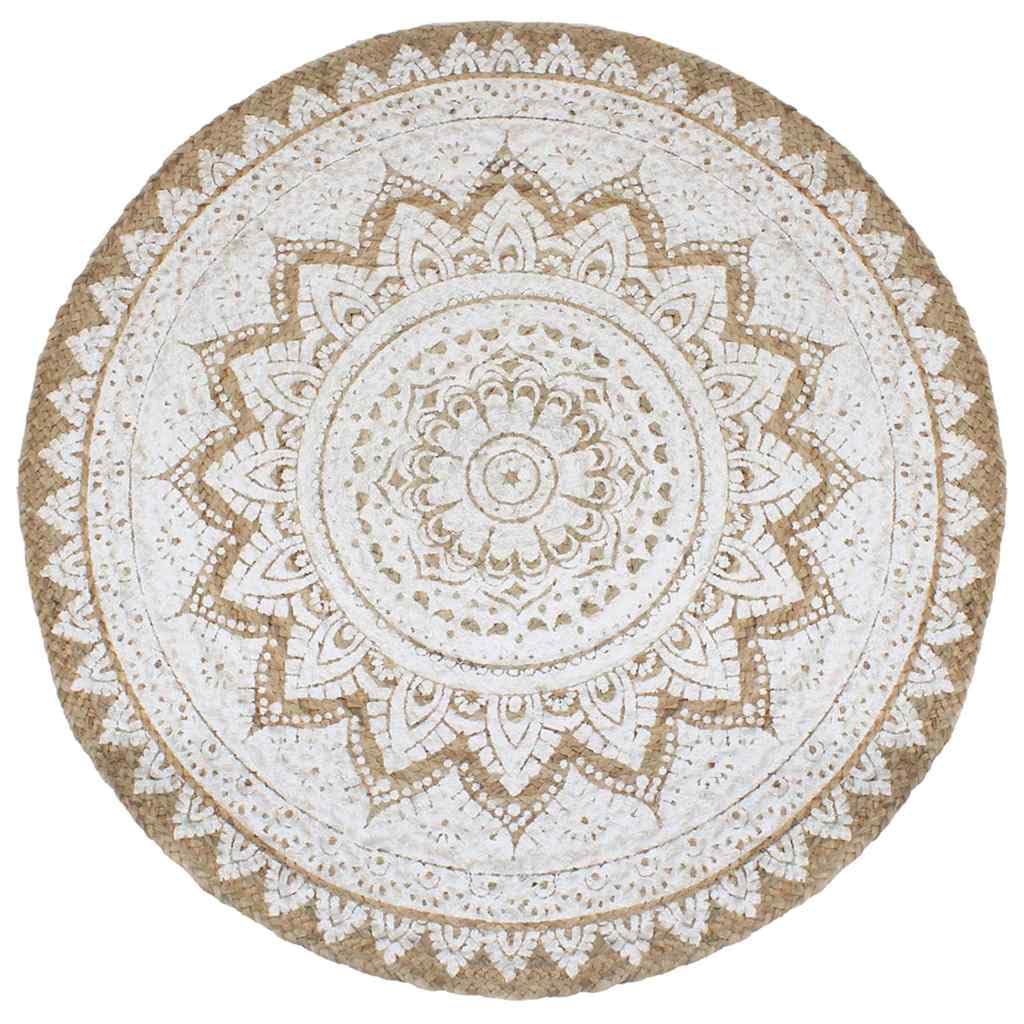 vidaXL Area Rug Braided Jute Printed 240 cm Round — image 1
