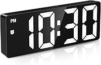 Vista 8 de ORIA Reloj despertador LED, reloj despertador digital, reloj de escritorio LED de pantalla grande con repetición, 3 puertos de carga ajustables