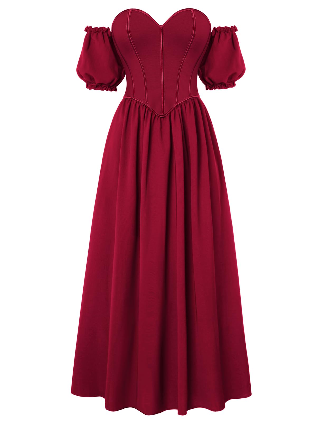 SCARLET DARKNESS Damen Mittelalter Kleider Schulterfrei Puffärmel Party Corsagenkleider