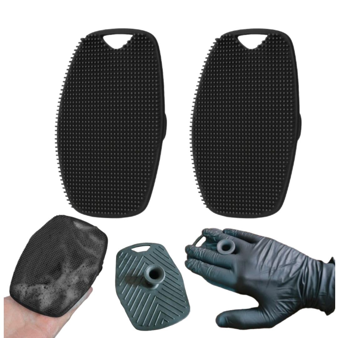 Minetree 2x Soft Silicone Body Scrubbing Pad, Black, Multi-Purpose Exfoliating Brush with Hanging Loop, Food Grade Silicone, Pack of 2 pieces-picture-46