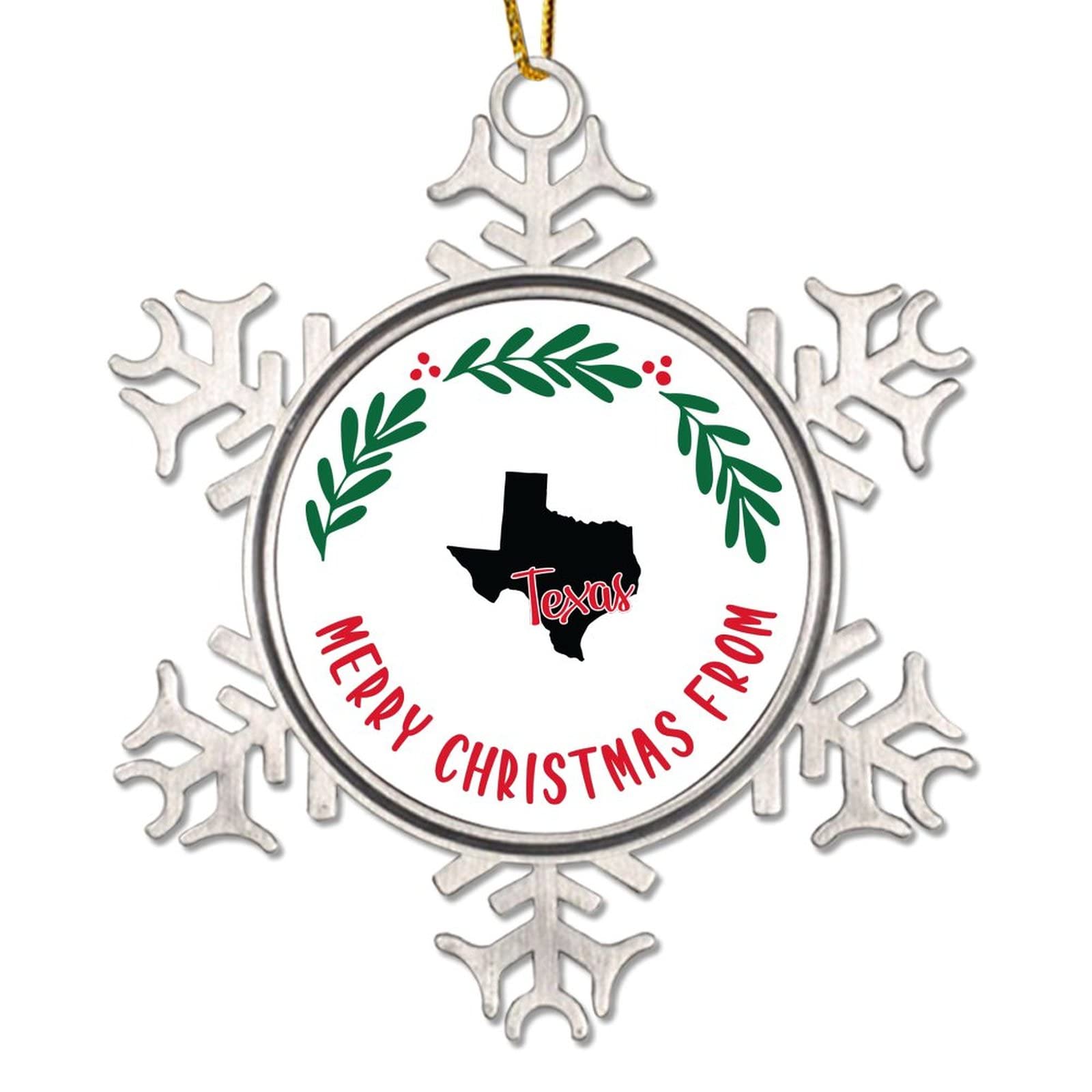 Merry Christmas From Texas Decoration Ornaments Texas Christmas Wreath Christmas Decorations USA Merry Christmas From Texas State Novelty Metal Christmas Decoration Ornament
