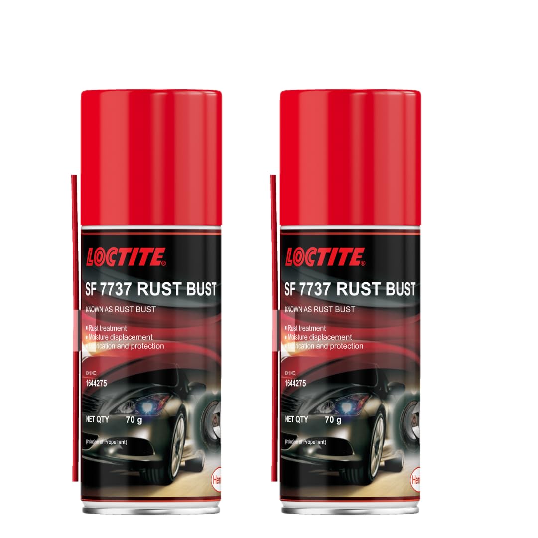 LOCTITE SF 7737 Rust Preventative Spray 70g (Pack of 2) | Semi-Drying Oil Type Spray | Cleans, Lubricates & Prevents Rust | Loosens Rust-Seized Parts | For Nuts, Bolts, Hinges & Joints