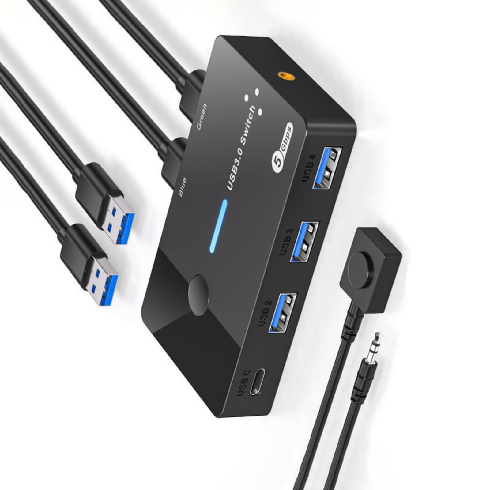 Conmutador USB 3.0 para 2 ordenadores con 4 puertos para compartir teclado y ratón tipo C 8