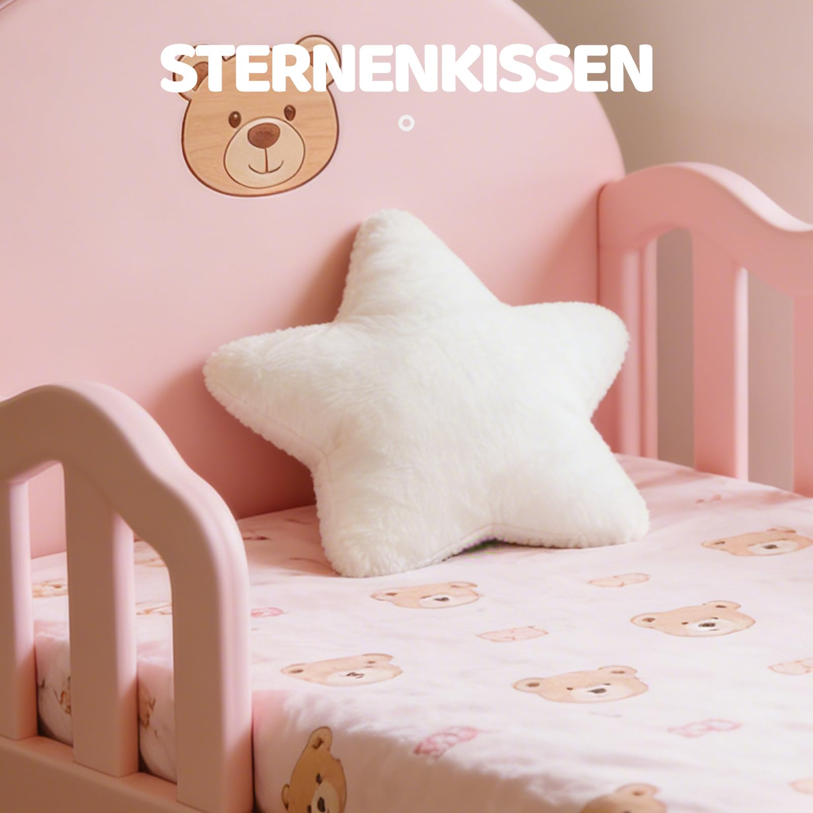 Coussin en peluche - Coussin décoratif en forme d'étoile pour enfant fille et garçon - Blanc - 30 x 30 cm